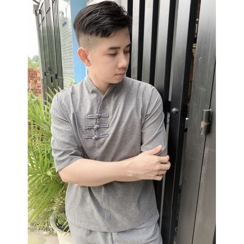 Đồ lam đi chùa nam cao cấp Pháp phục đi chùa nam vải linen dày dặn mịn mát đủ size