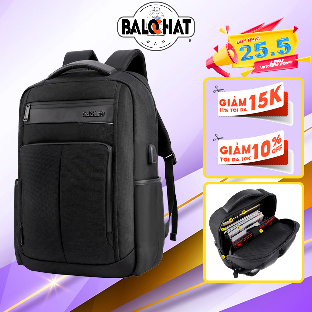 Balo công sở nam  Artic Hunter B00121 cao cấp chống thấm nước, balo du lịch đựng laptop chống sốc | BigBuy360 - bigbuy360.vn