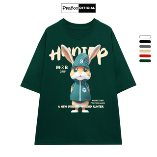 Áo Thun Nữ, Áo Phông Unisex By PEABOO Mã TN Mob Grip Chất Cotton Thoáng Mát Form Rộng Tay Lỡ Cho Nam Nữ