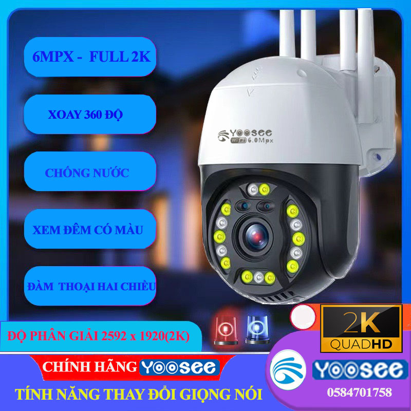 CAMERA NGOÀI TRỜI WIFI YOOSEE 6.0 MPX ( 2023 ĐỜI MỚI NHẤT)- CHỐNG NƯỚC TUYỆT ĐỐI - ĐỘ PHÂN GIẢI 6.0Mpx 2592 x 1920(2K)