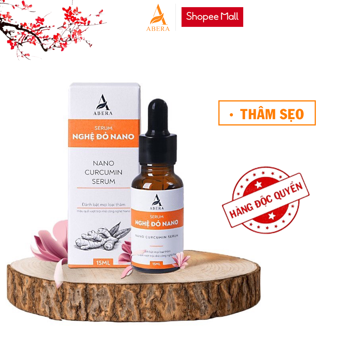 Serum mờ sẹo thâm Nghệ Đỏ Nano ABERA 15ml - Giảm thâm sẹo mụn, sẹo thâm muỗi đốt, sẹo bỏng, thâm sẹo lâu năm