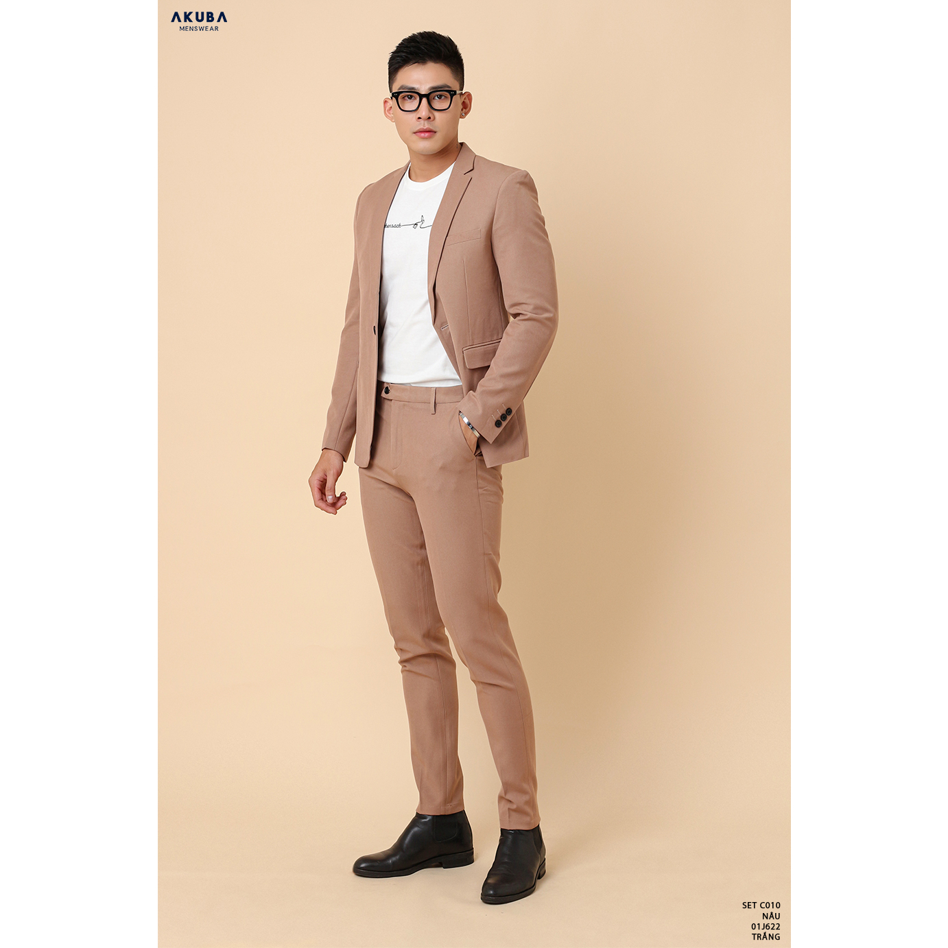 Quần Blazer nam AKUBA form slimfit, không ôm, vải fresco, đứng form, ít nhăn, có 1 nút, phong cách Hàn Quốc | C010 | BigBuy360 - bigbuy360.vn