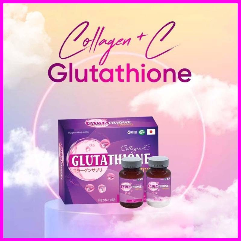 Viên Uống Trắng Da GLUTATHIONE 16000 - Viên Uống COLLAGE Trắng Da Mờ Nám Giảm Nếp Nhăn ( Hộp 2 lọ 60 viên )