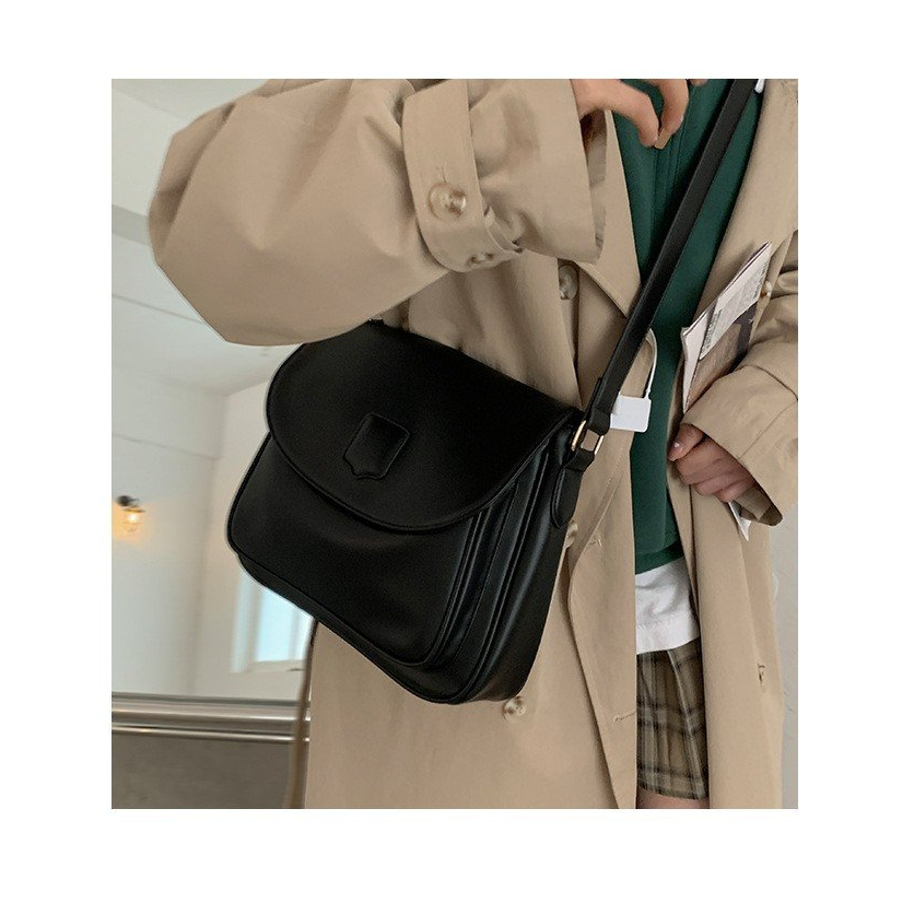 Túi Xách Nữ Đeo Vai Dáng Vuông Da Trơn Phong Cách Retro Nhẹ Nhàng Thanh Lịch Thời Trang