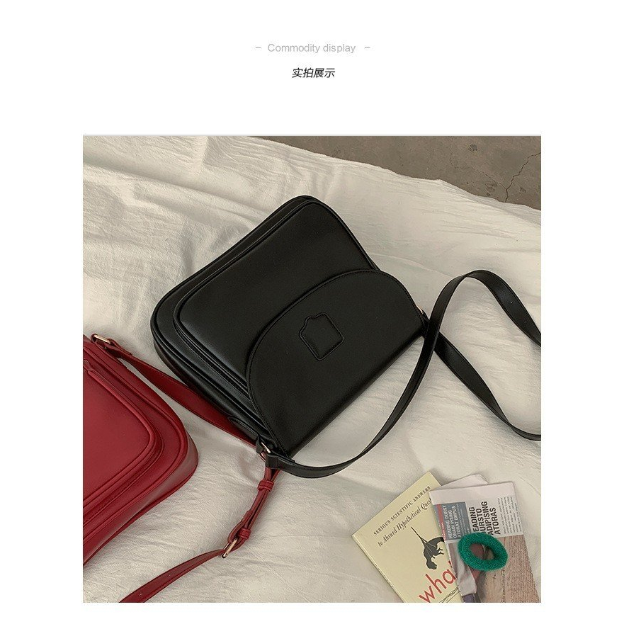 Túi Xách Nữ Đeo Vai Dáng Vuông Da Trơn Phong Cách Retro Nhẹ Nhàng Thanh Lịch Thời Trang