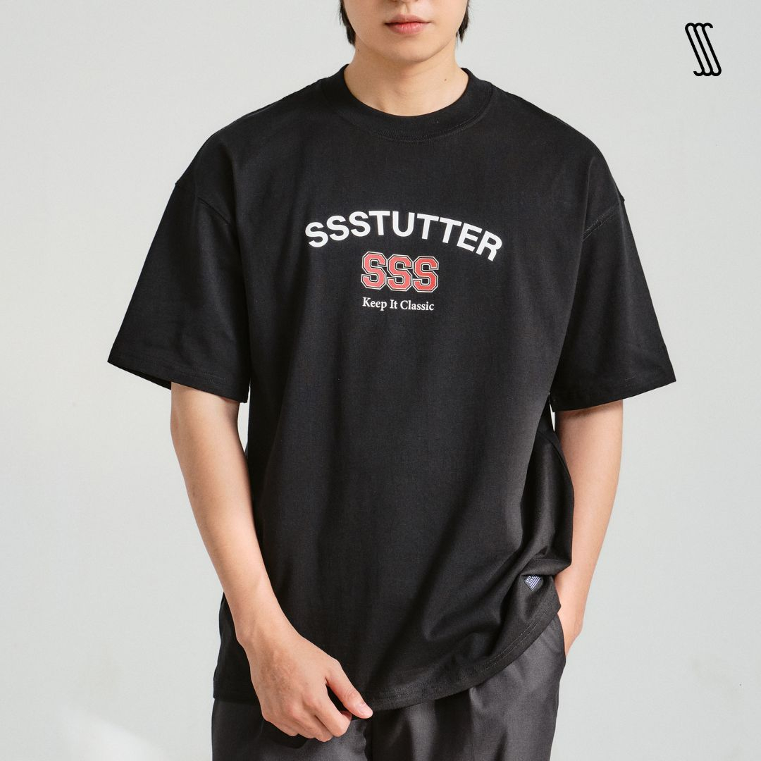 Áo thun cổ tròn tay ngắn nam nữ SSSTUTTER phông loose in logo 3 màu Keep It Classic Logo Tee
