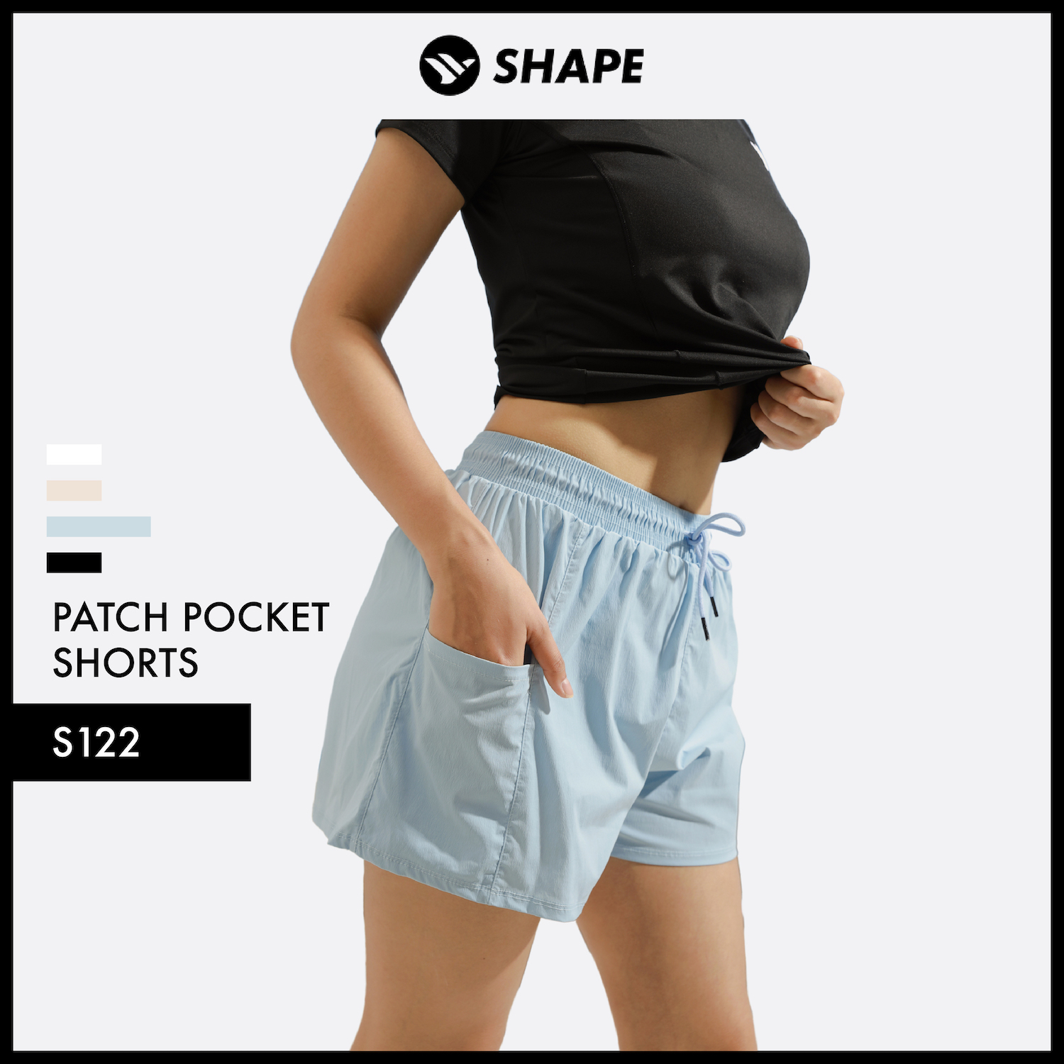 Quần short thể thao tập gym chạy bộ chất gió có lớp lót bên trong Patch pockets shorts [S122]
