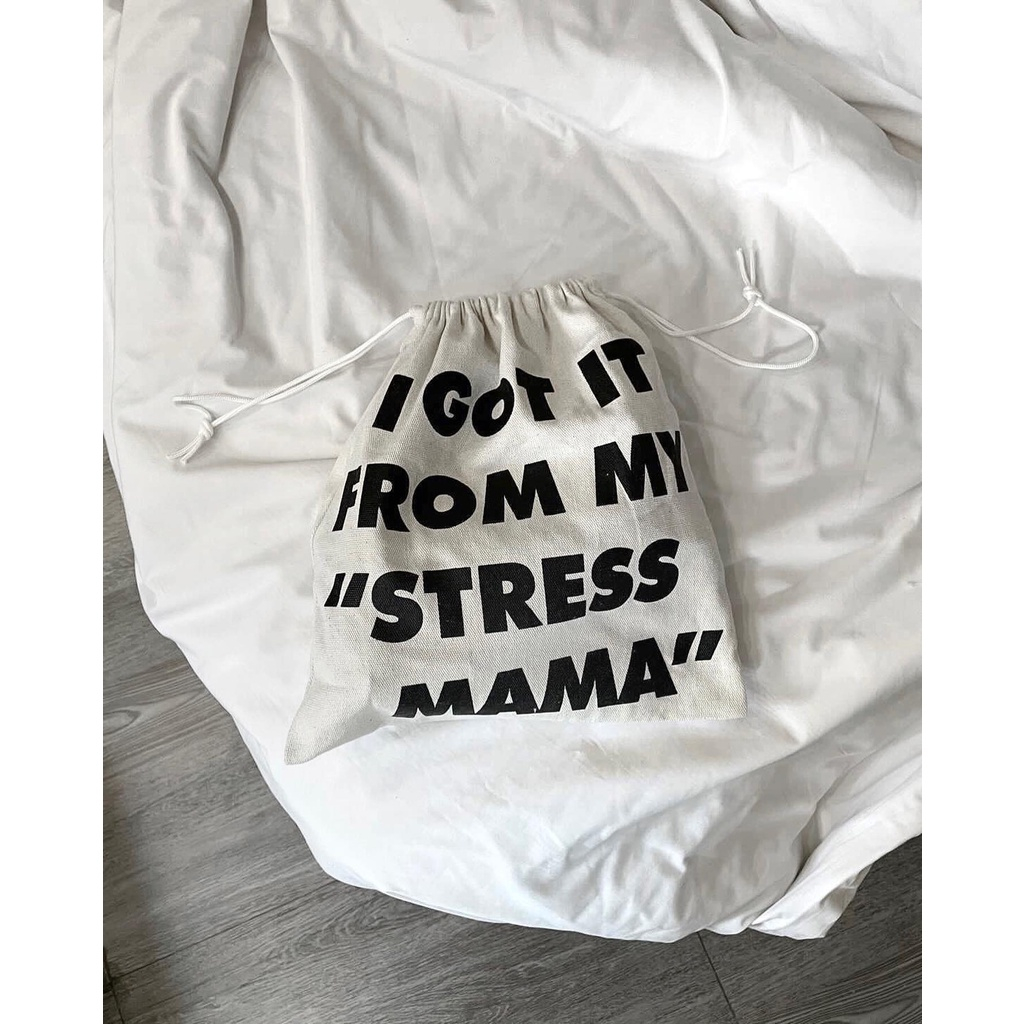 Stressmama - Túi rút vải bố Canvas Local brand màu kem