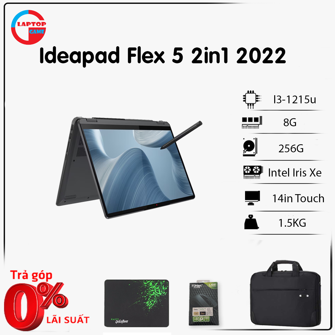 Laptop Lenovo IdeaPad Flex 5 14IAU7 2022 (Core i3-1215U /8GB / 256GB/Iris Xe Graphics/ 14″ FHD Touch x360)