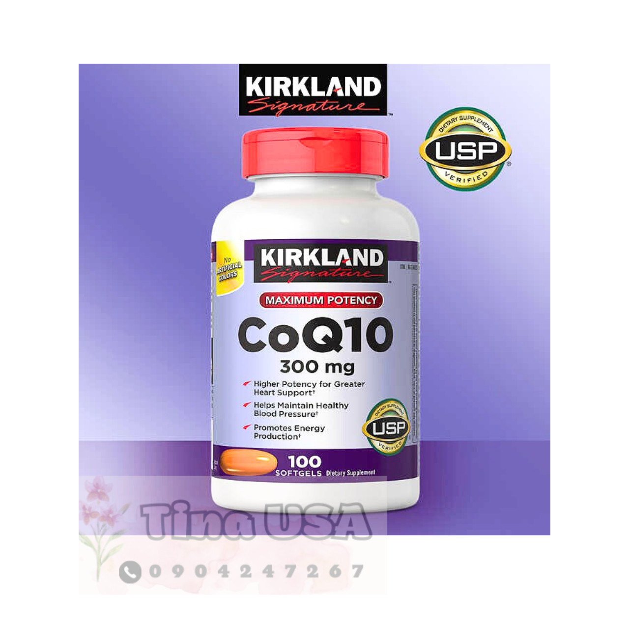 Viên hỗ trợ tim mạch Kirkland Signature CoQ10 300mg 100 viên [ MỸ ]