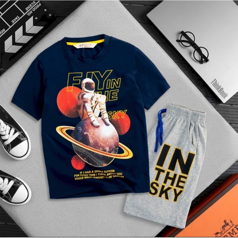 Bộ đùi bé trai cotton xuất dư HM size đại 20-50kg chất mỏng mát