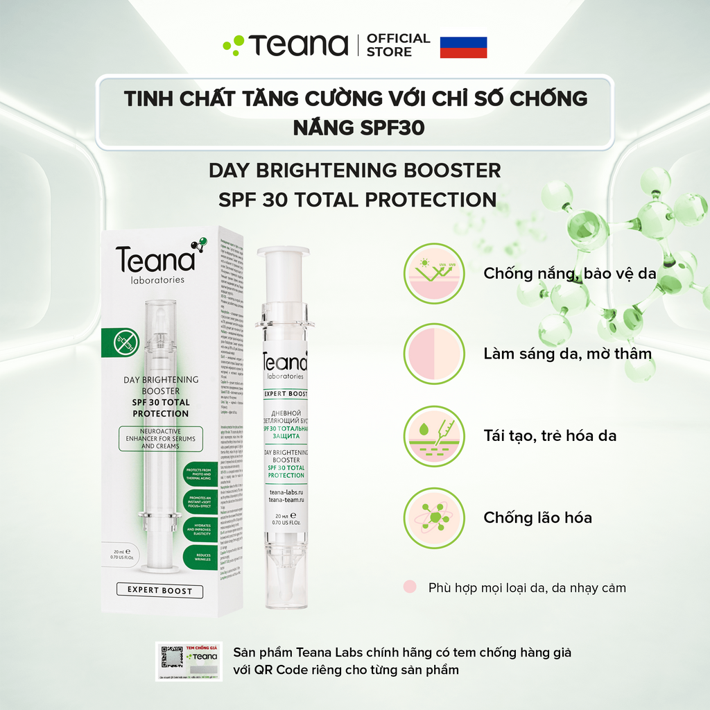 Booster Teana Day Brightening SPF 30 Total Protection chống nắng SPF30 làm sáng da, chống lão hóa 20ml