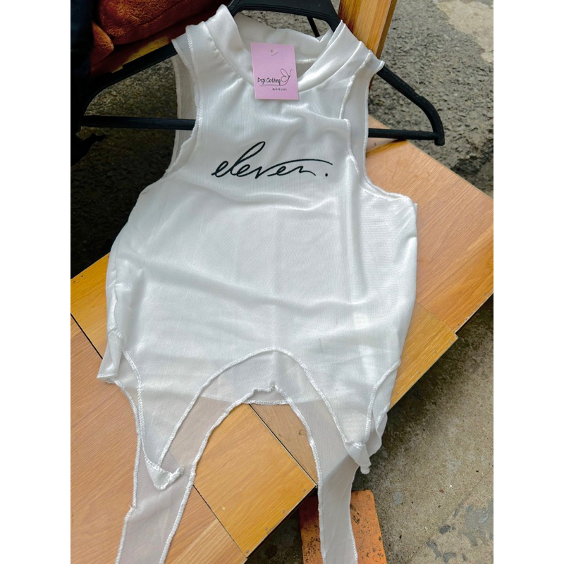 Áo thun lưới ba lỗ nữ tua rua vạt áo phong cách sexy cá tính