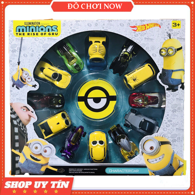 Xe ô tô đồ chơi trẻ em mô hình Minion bằng sắt ngộ nghĩnh cho bé, Set 12 xe Minion cho bé