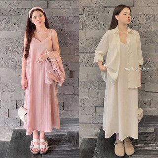 SET ĐẦM MIDI HAI DÂY KÈM KHOÁC (KÈM VIDEO HÌNH THẬT)
