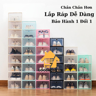 Hộp Đựng Giày Cửa Ngang Nắp Nhựa Cứng Trong Suốt, Tủ Đựng Giày Lắp Ráp Kệ Để Giày Thông Minh