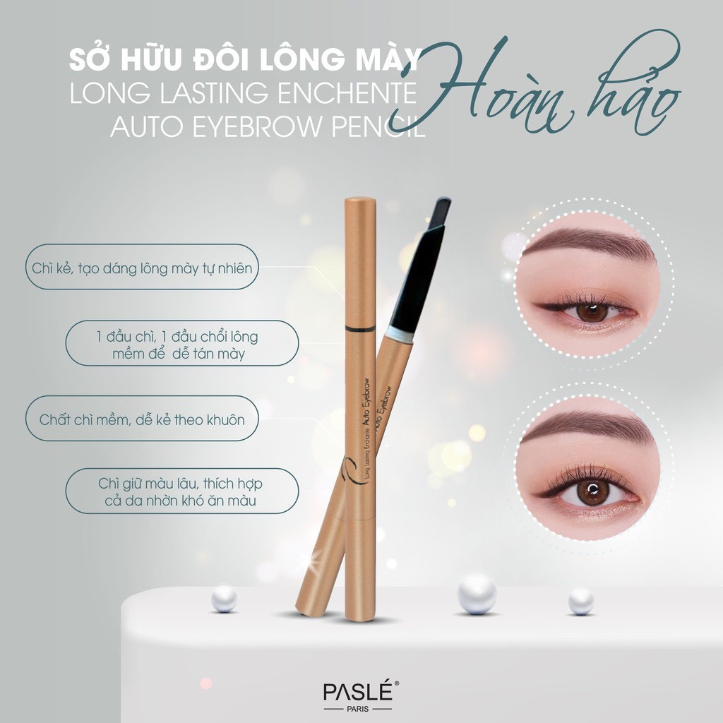 Chì kẻ mày đầu kẻ mảnh, lâu trôi Golden Eyebrown Pencil Paslé 14G