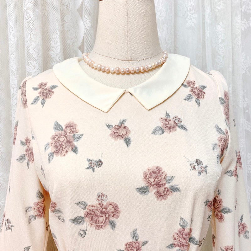 Đầm voan Nhật Colza in hoa hồng vintage 🌹