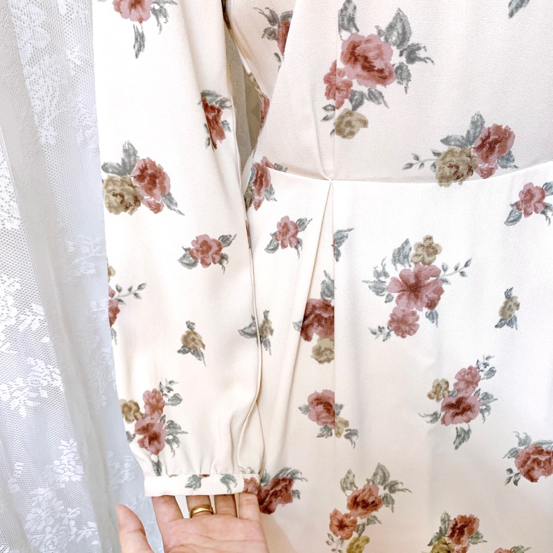 Đầm voan Nhật Colza in hoa hồng vintage 🌹