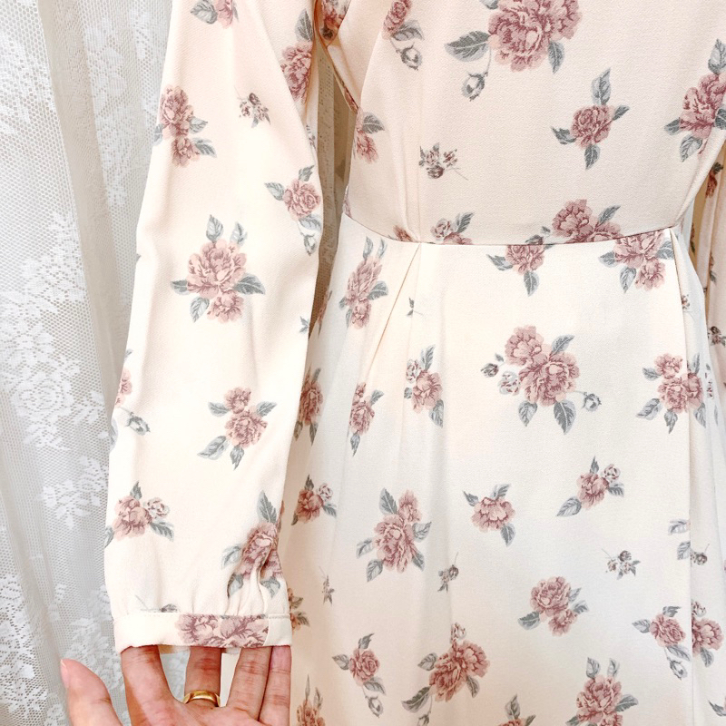 Đầm voan Nhật Colza in hoa hồng vintage 🌹