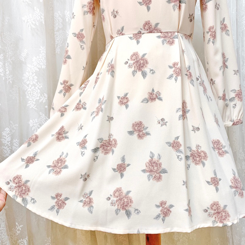 Đầm voan Nhật Colza in hoa hồng vintage 🌹