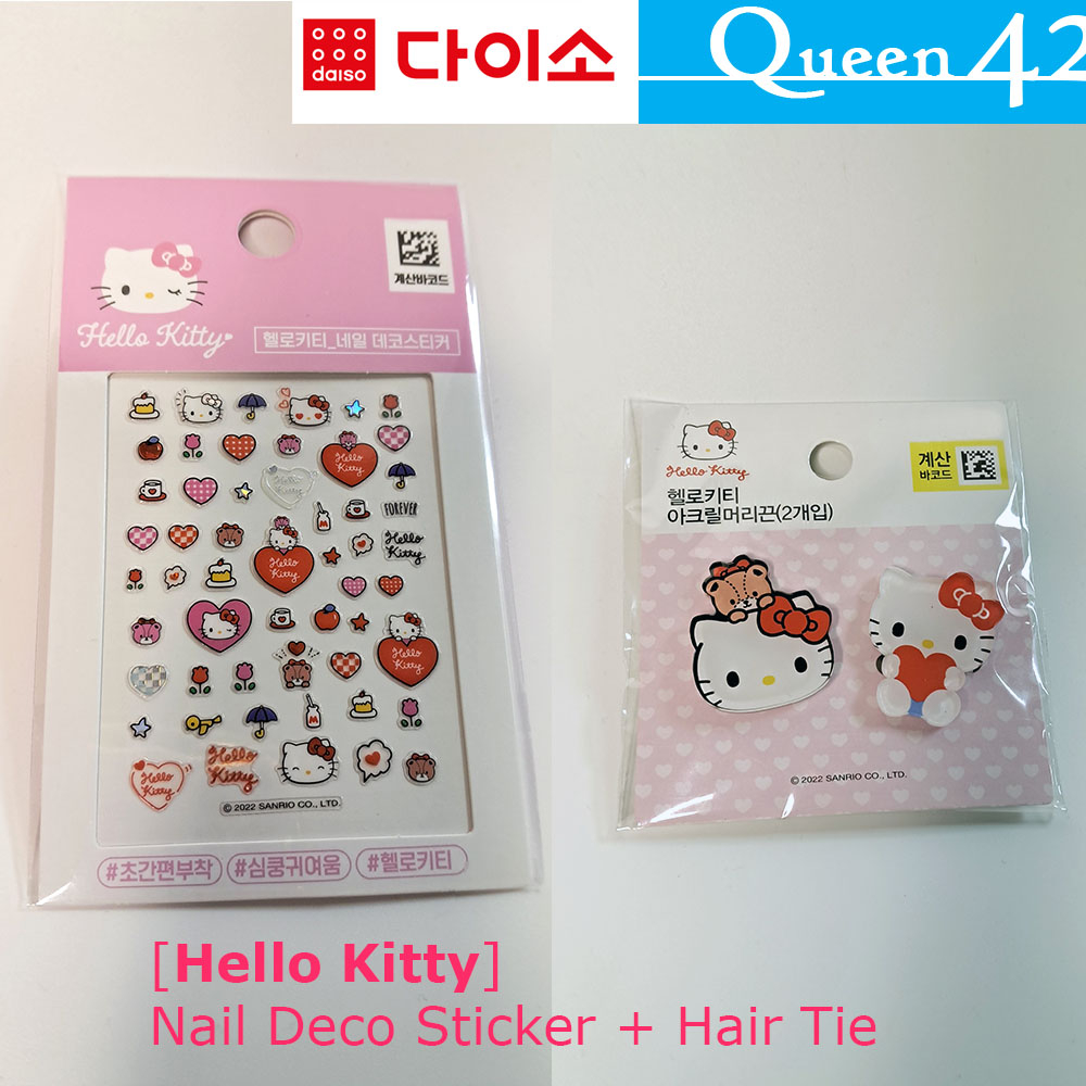 [Daiso Hàn Quốc] Hello Kitty Nail Deco Sticker + Hair Tie, My Melody N