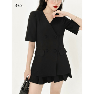 [6SIX closet] Áo MYN blazer đen 2 lớp cổ V