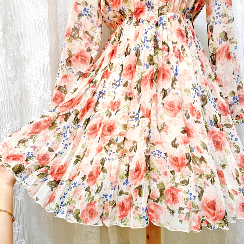 Đầm voan Nhật Fifteen Seventeen in hoa hồng siêu xinh ❤️