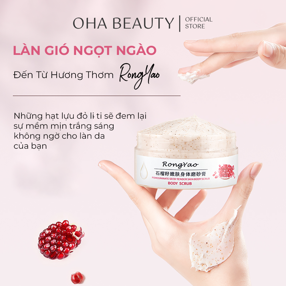 Tẩy Tế Bào Chết RONGYAO Hương Lựu Đỏ 200gr Dưỡng Ẩm Toàn Thân Giúp Da Sáng Mịn BS-0801