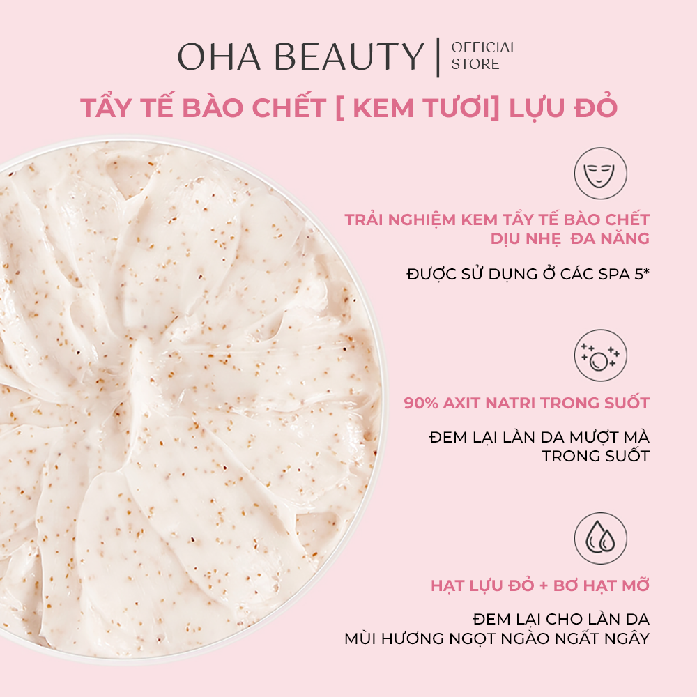 Tẩy Tế Bào Chết RONGYAO Hương Lựu Đỏ 200gr Dưỡng Ẩm Toàn Thân Giúp Da Sáng Mịn BS-0801