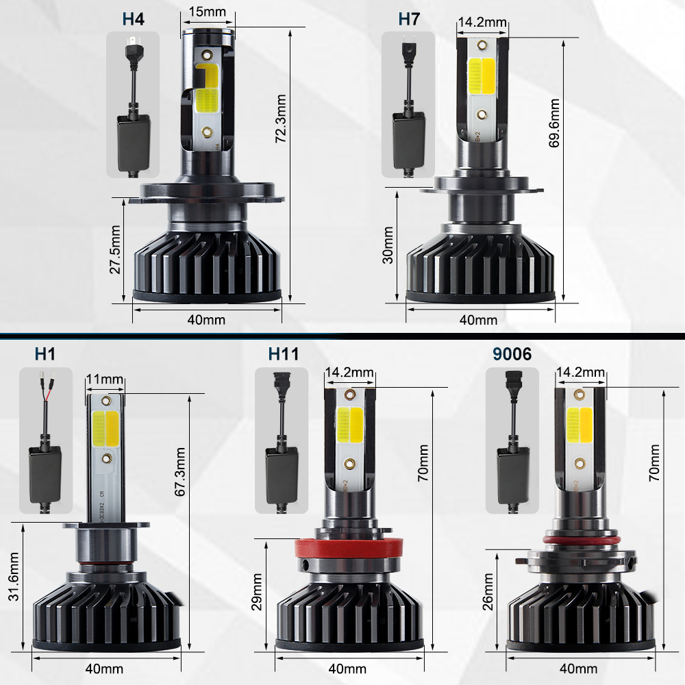 1 Cặp Bóng Đèn Pha LED H4 H7 H11 9006 HB4 3000K 6000K Cho Xe Hơi ​​Đèn LED Phá Sương Mù 12000LM Chuyên Dụng Cho Xe Hơi