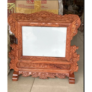 Khung ảnh đôi gỗ hương chạm khắc hoạ tiết hoa mai cao cấp size 25x35 cm và 30x40 cm