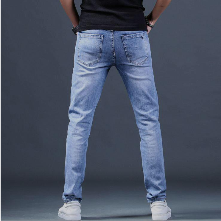 Quần Jean Nam Chất Bò Trơn Dáng Skinny Co Giãn Cao Cấp Sang Trọng Xuất Khẩu