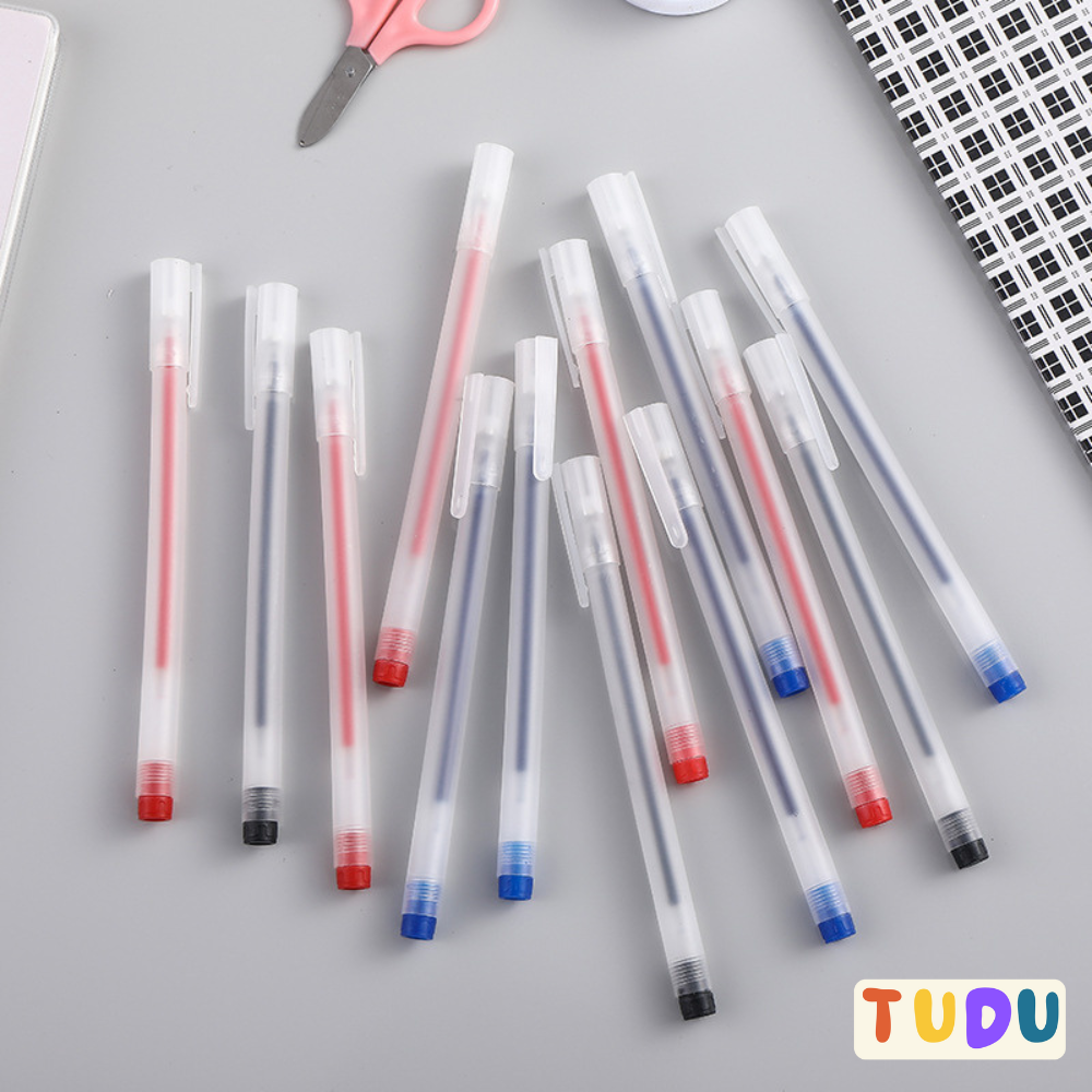 Bút gel bút bi nước văn phòng ngòi kim nhỏ 0,5mm 3 màu dánh cho học sinh, văn phòng bản đẹp chuẩn, Gel ra đều mực