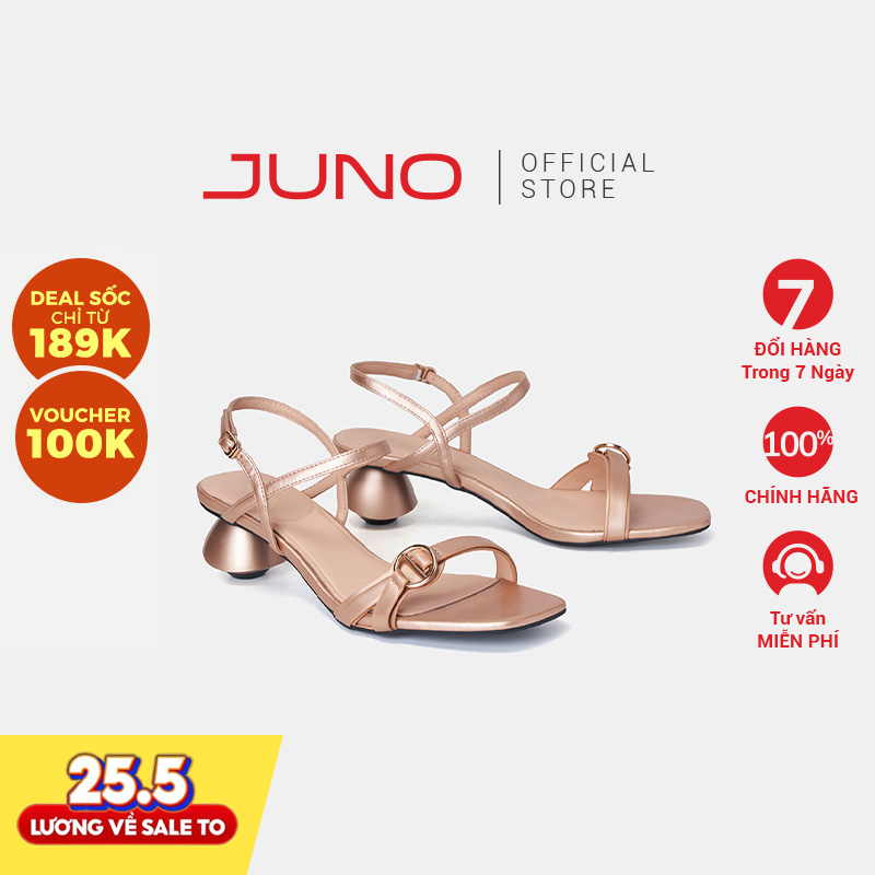 Giày Sandal 5cm Nữ Thời Trang Juno Quai Ngang Trang Trí Khóa SD05093