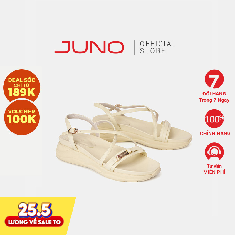 Giày Sandal Nữ 5cm Thời Trang JUNO Thể Thao Quai Mảnh Khoá Trang Trí SD05094