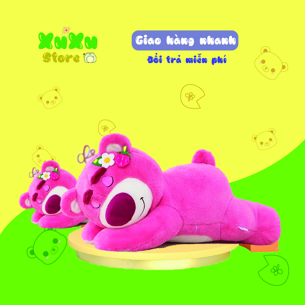 Bộ chăn gối văn phòng hình gấu lotso dâu Gấu kèm chăn (mền) - Gấu bông Xu xu
