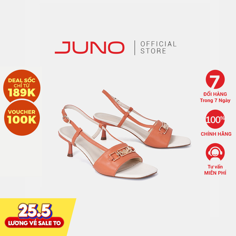 Giày Sandal Nữ 7cm Thời Trang JUNO Phối Khoá Trang Trí Juno SD07094