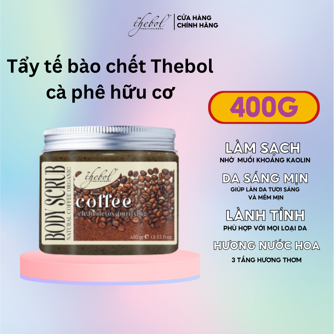 Tẩy Tế Bào Chết Body Cà Phê Muối Khoáng 400g Thebol Giúp Làm Sạch Da Sần Sùi Dưỡng Trắng Toàn Thân Giảm Mụn Mờ Thâm