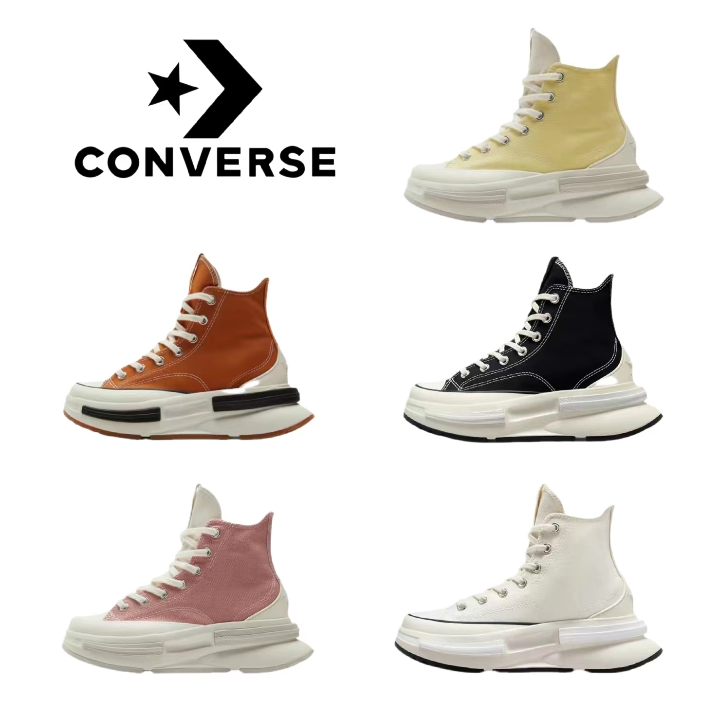 Converse Run Star Legacy CX Trend Vintage Dày Duy Nhất Vải Canvas Cao Duy Nhất Giày Nam Giày Nữ Đen Cam Gạo Trắng Vàng