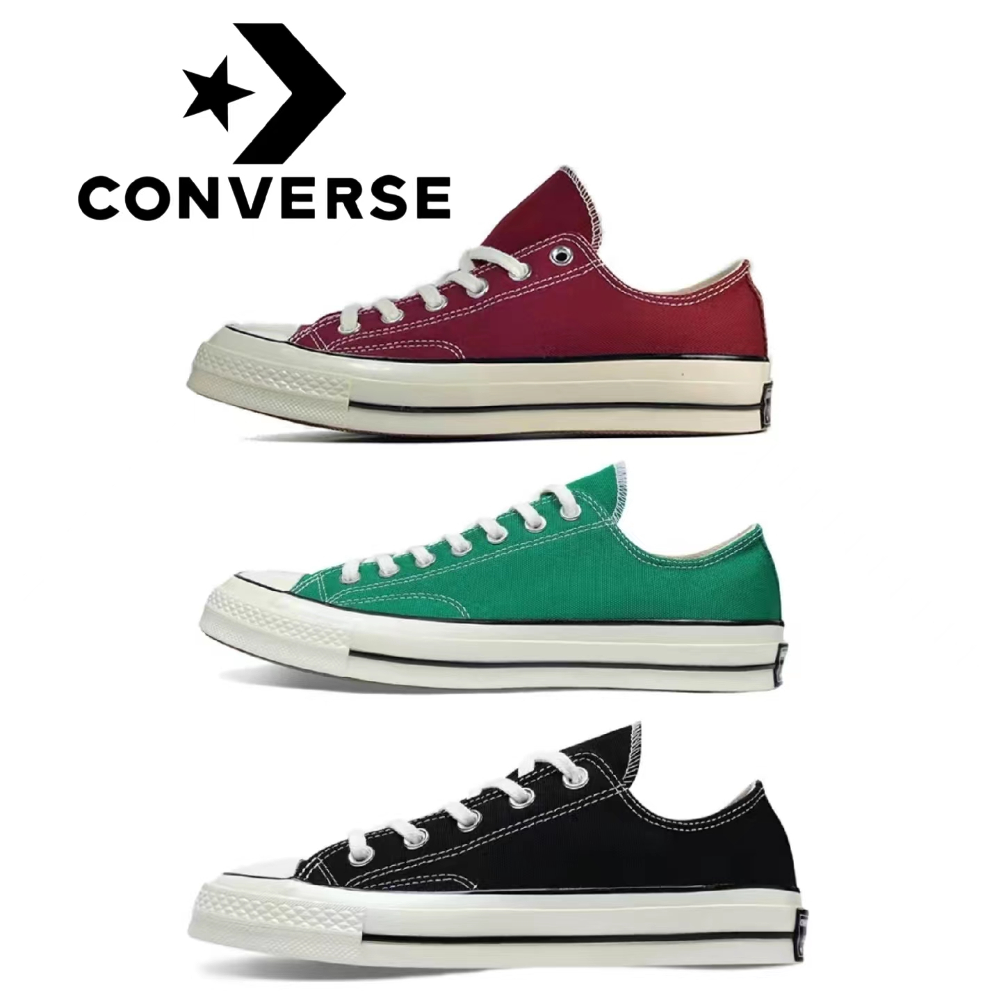 Converse 1970 Chuck Taylor All-Star Classic Low Side Chống trượt Durable Low Side Canvas Giày Unisex Đen/Đỏ/Xanh