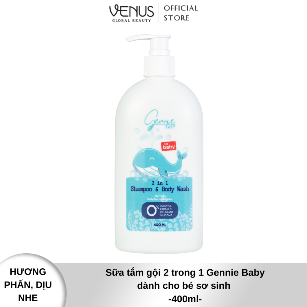 Sữa tắm gội 2 trong 1 Gennie Baby 400ml chính hãng