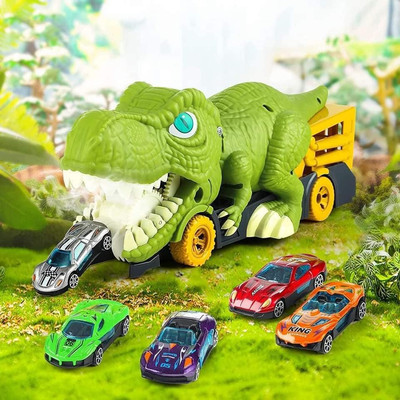 Đồ chơi xe khủng long nuốt ô tô , kèm. 6 xe kim loại