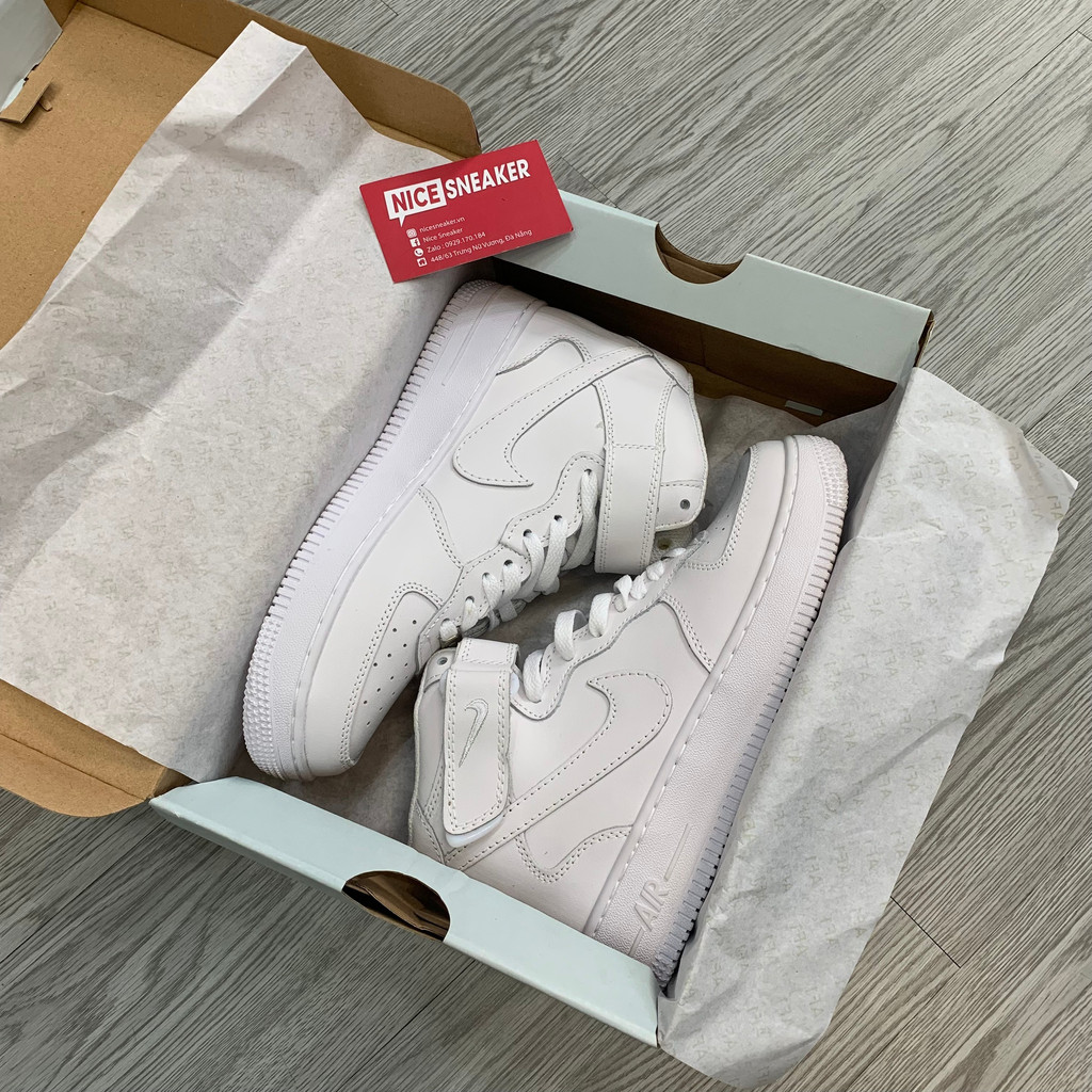Giày Sneaker AIRForcce 1 Mid White,Giày Thể Thao AF1 Cổ Lửng Full Trắng Full Box - NICE SNEAKER | Chất lượng siêu cấp.