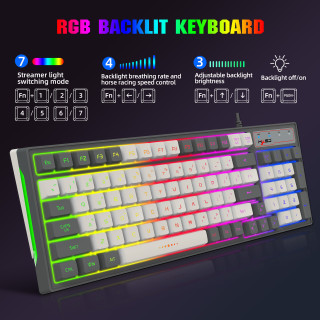 Bàn Phím Giả Cơ Gaming V600 LED RGB 7 Chế Độ LED, Layout 98
