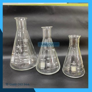 Bình tam giác thủy tinh miệng rộng Erlen MR 50ml 100ml 250ml 500ml 1 lít - bình nón cổ rộng