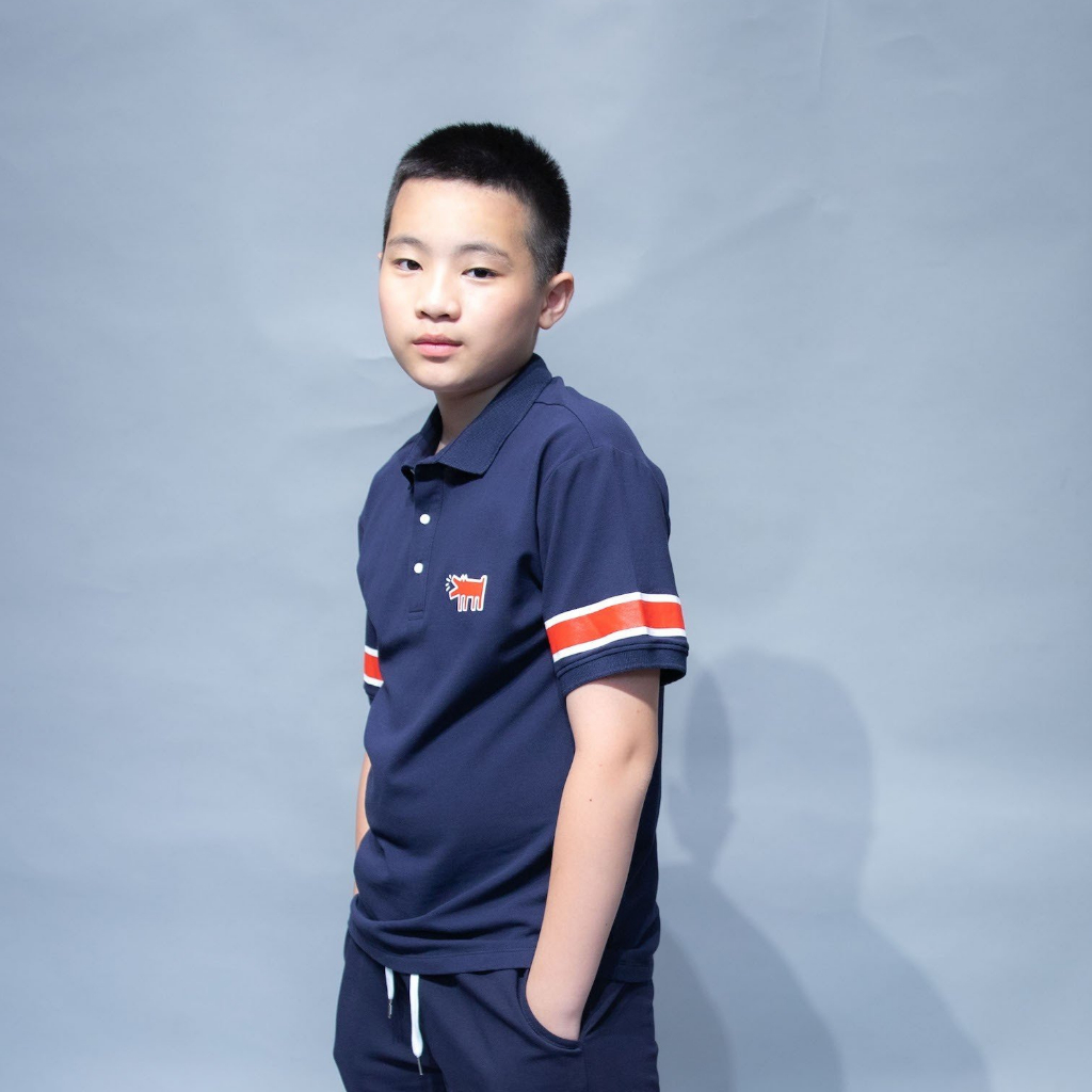 Áo polo BT navy in sọc đỏ