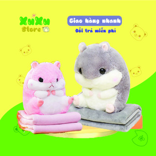Bộ chăn gối văn phòng hình chuột hamster, Gấu kèm chăn - Gấu bông Xu xu