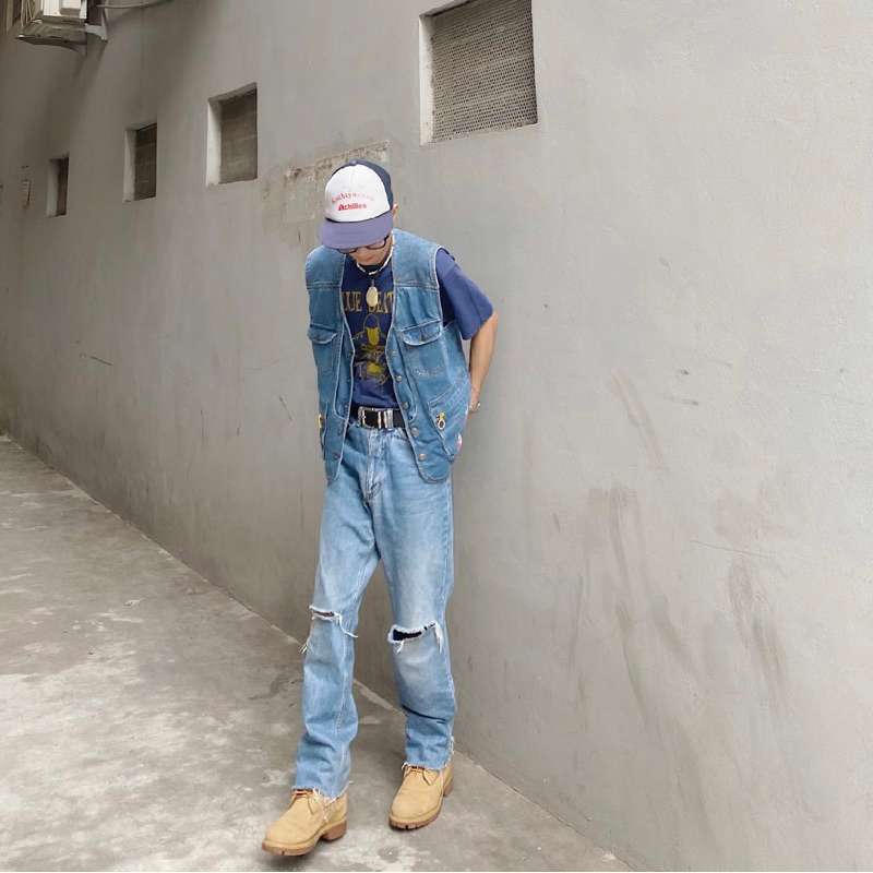 Áo gile jean Chính Hãng nam nữ cá tính, áo khoác bò dáng rộng phong cách Hàn Quốc