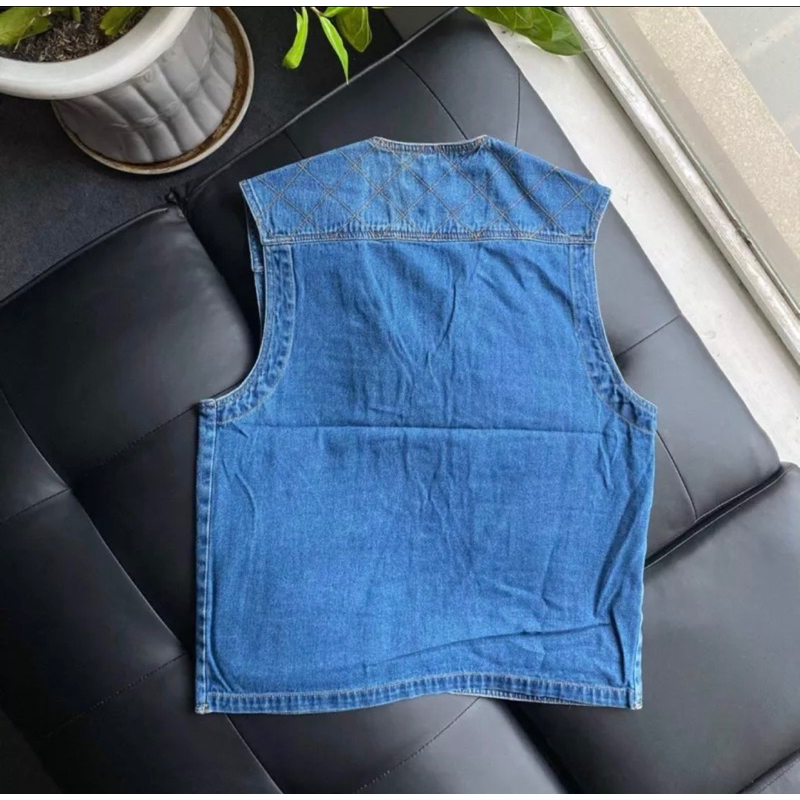 Áo gile jean Chính Hãng nam nữ cá tính, áo khoác bò dáng rộng phong cách Hàn Quốc